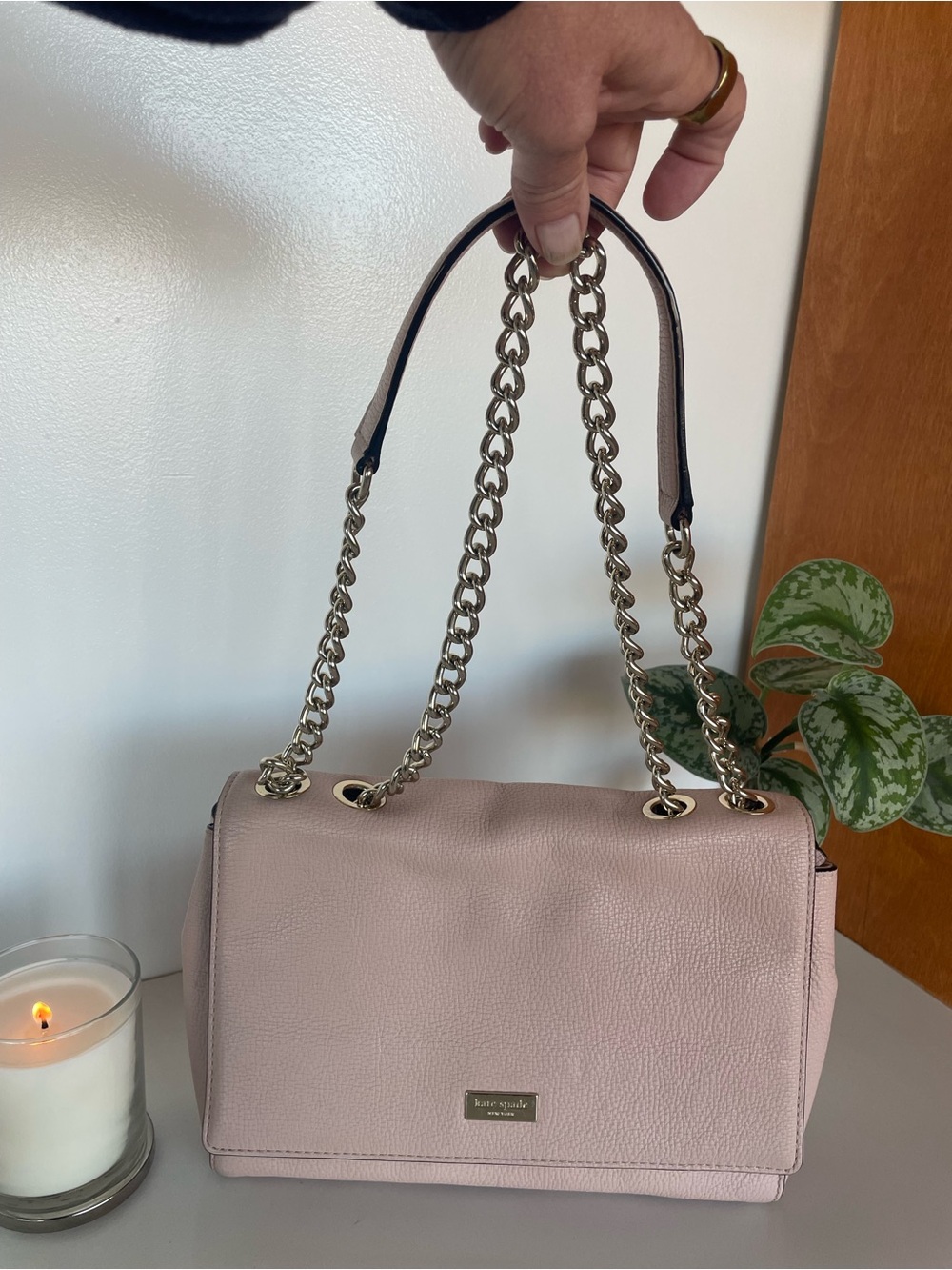 kate spade Blush Pink Pebbled Leather Chain-Handle Shoulder Bag - Picture 2 of 12